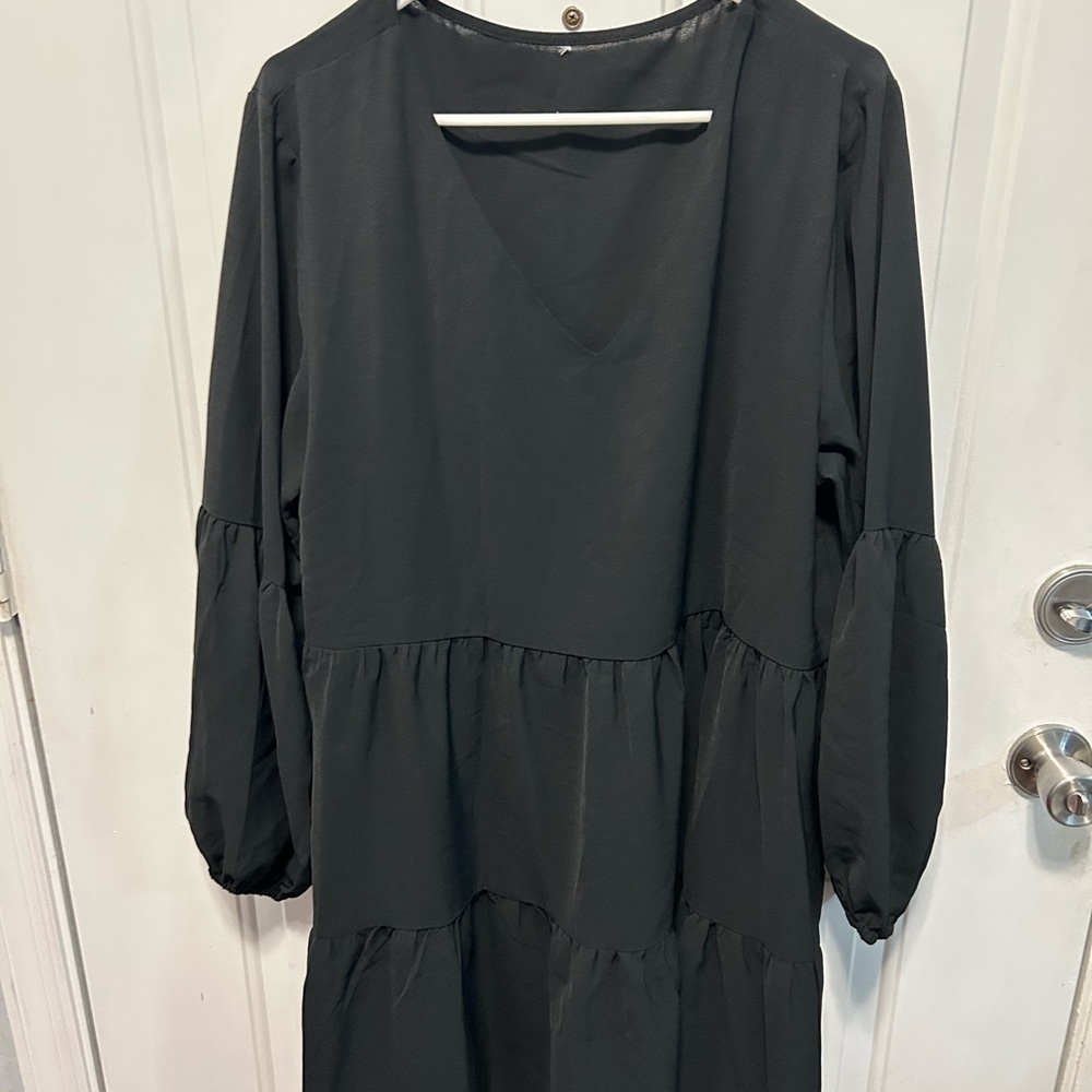 Amazon Black Long Sleeve Tiered Dress
